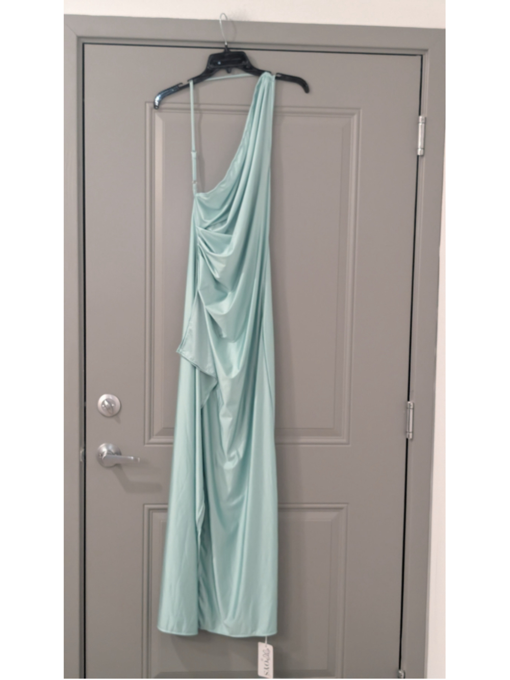 Women's OYS One Shoulder Satin Dress Green Size S - Picture 5 of 14